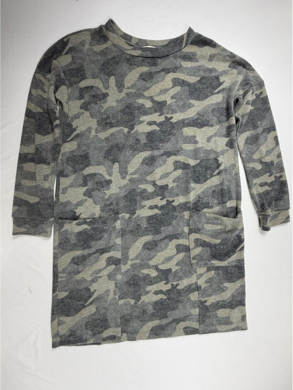 Oddi Women's Small Camouflage Long Sleeve Pullover Dress